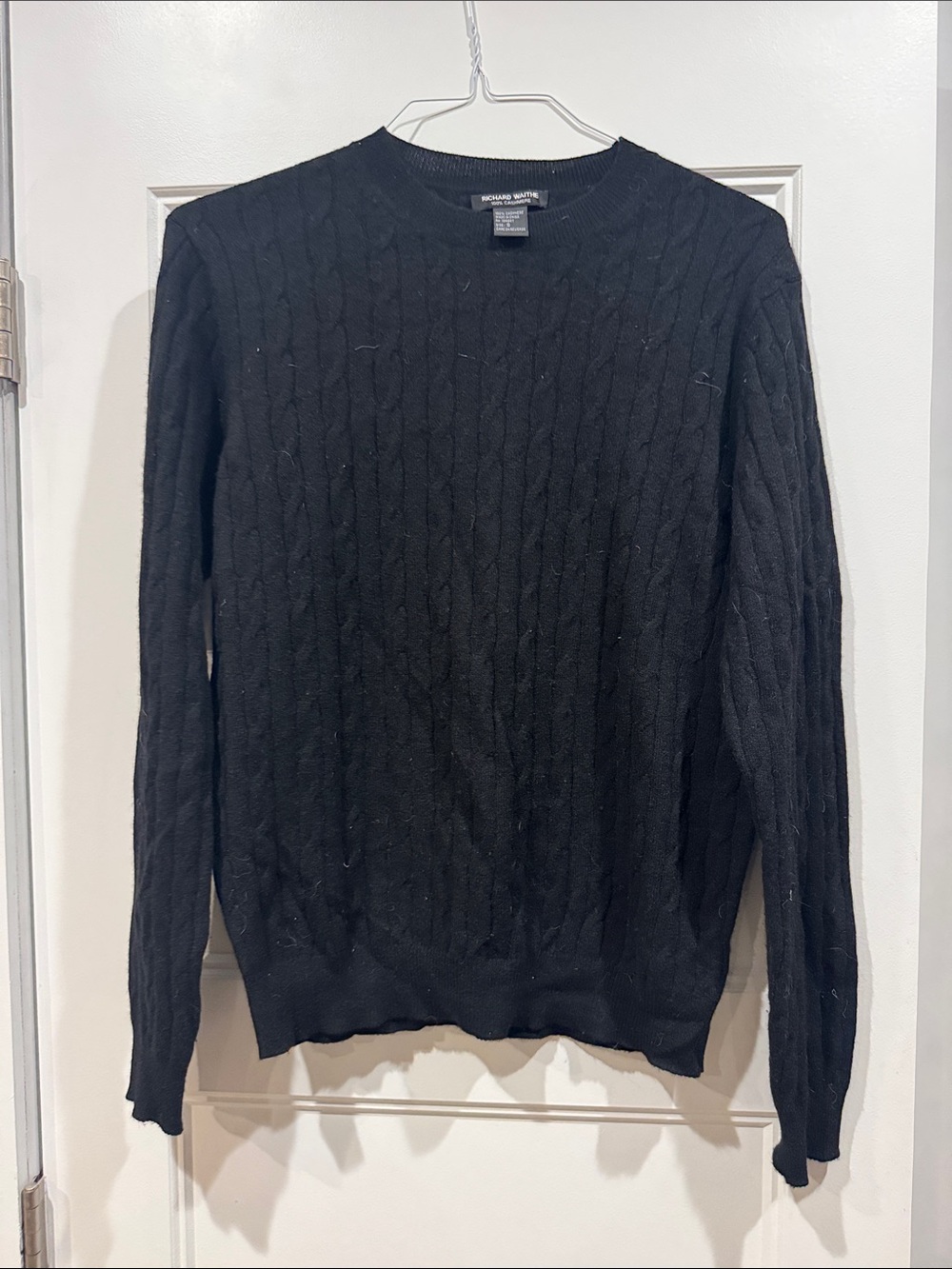 Richard Waithe - Black Cable Crewneck Sweater